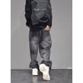 thumbnail image 3 of Reppunk Men's Stylish Distressed Baggy Jeans Vintage Black Holes Men Straight Denim Pants Streetwear Menswear Ripped, 3 of 8