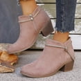 thumbnail image 2 of Taqqpue Women's Boots, Women's Fashionable And Casual Versatile Cool Solid Color Heel Rhinestone Eye-Catching Fall And Winter Style Comfortable Low Heel Thick Heel Short Boots for Women, 2 of 8