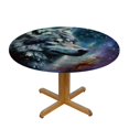 thumbnail image 3 of Orinice Wolf Stars Space Round Table Cover Stain Resistant Washable Indoor Outdoor Tablecloth Kitchen Dining Wedding Parties Table Cloth 100% Polyester Fiber 46-50, 3 of 8