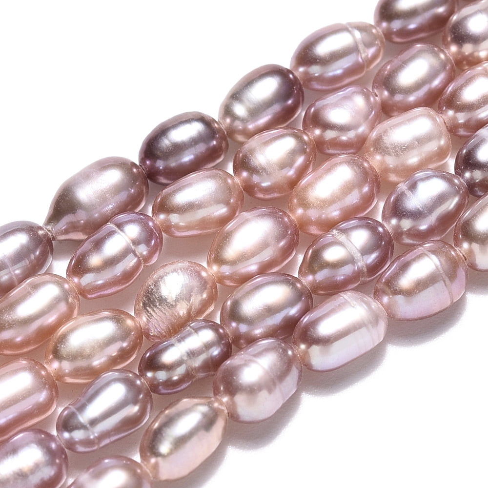 Natural Cultured Freshwater Pearl Beads Strands Baroque Keshi Pearl Rice Beads Thistle 4.5~8.2x3.5~4mm13.98 inch(35.5cm)