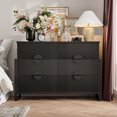 thumbnail image 4 of LGHM 2 Piece Bedroom Dresser Set, Fluted 4 Drawer Dresser Nightstand & Horizontal 6 Drawer Dresser, Black, 4 of 10