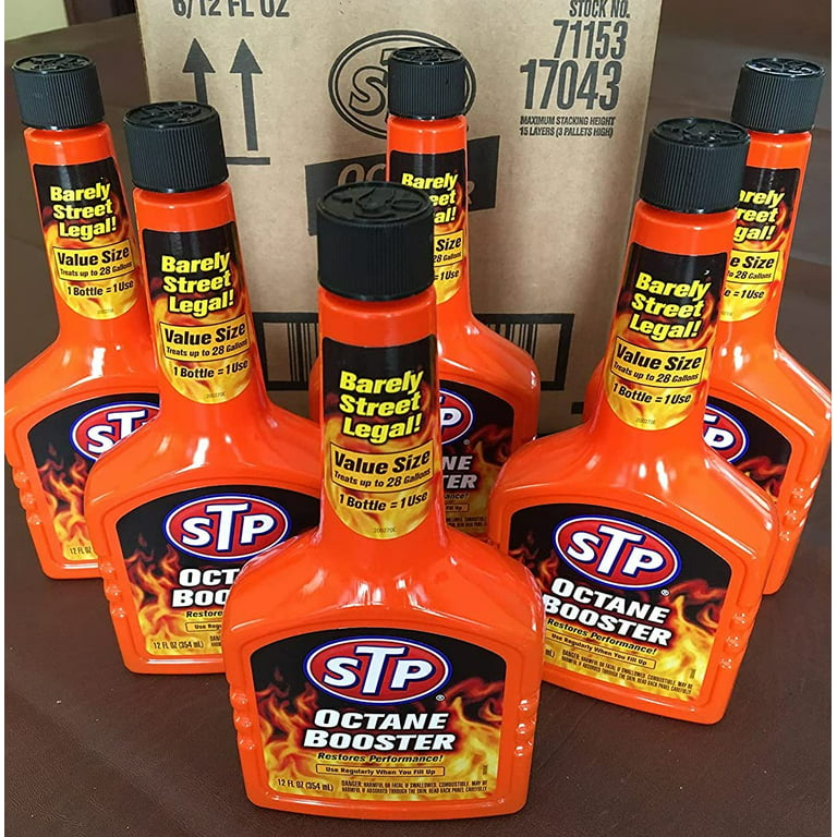 STP, Octane Booster, Fuel Intake System Cleaner, Helps Restore Power and  Acceleration, Treats up to 28 Gallons, 6 Pack