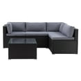 thumbnail image 1 of CorLiving Parksville 5-Piece Resin Wicker Rattan and Galvanized Steel Patio Sectional Set with Cushions and Coffee Table, Expandable Outdoor Seating, 1 of 8