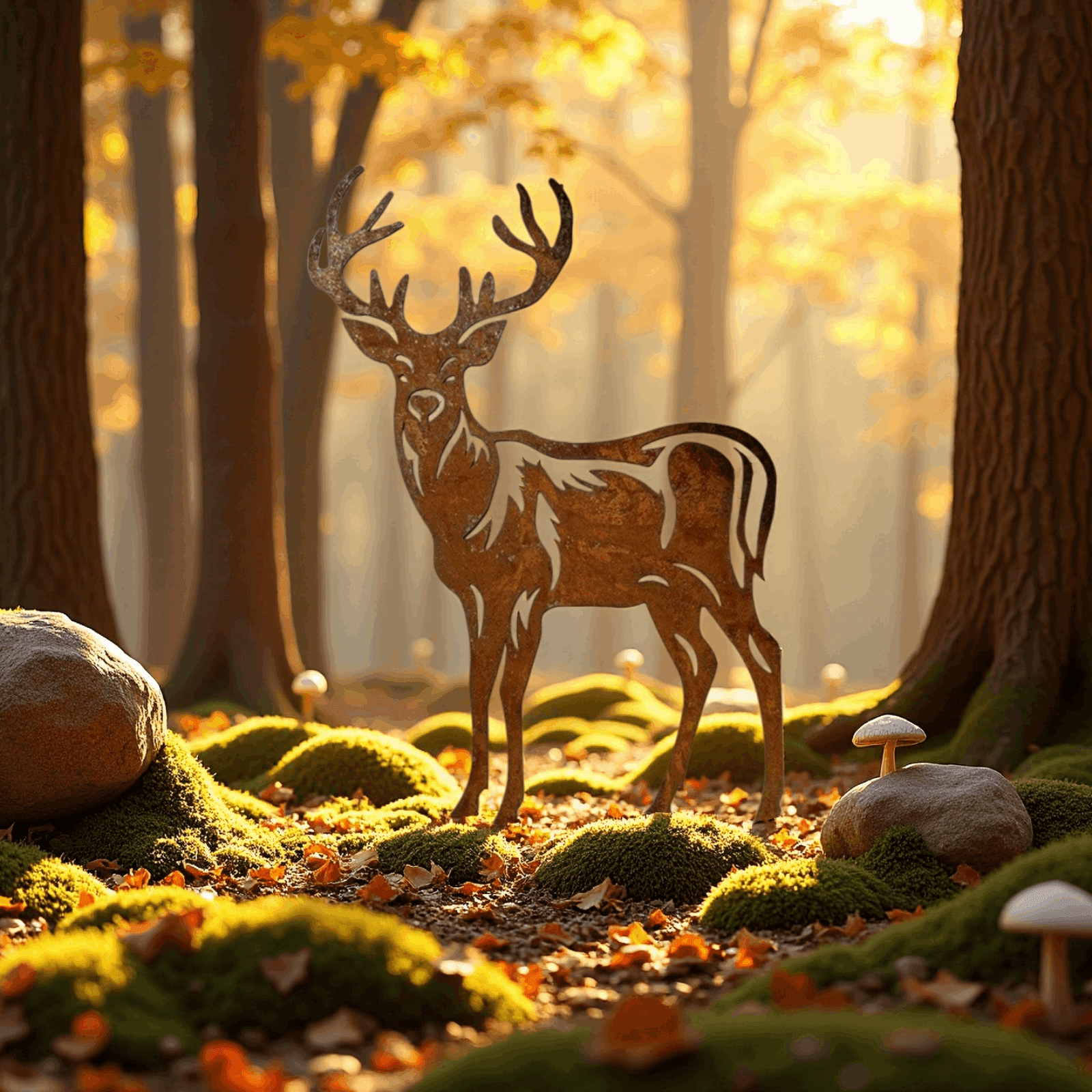 16" Christmas Deer Stakes Garden Decor for Outside Metal Decorative Garden Stakes Christmas Decorations Outdoor Realistic Deer Statues Decorations for Yard Art Patio Backyard Lawn