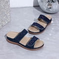 thumbnail image 6 of Pandaie Womens Sandals Rhinestone Orthopedic Summer Wedge Slides with Arch Support Ladies Sparkly Bohemian Casual Walking Shoes with Hook and Loop Navy Size 7, 6 of 9