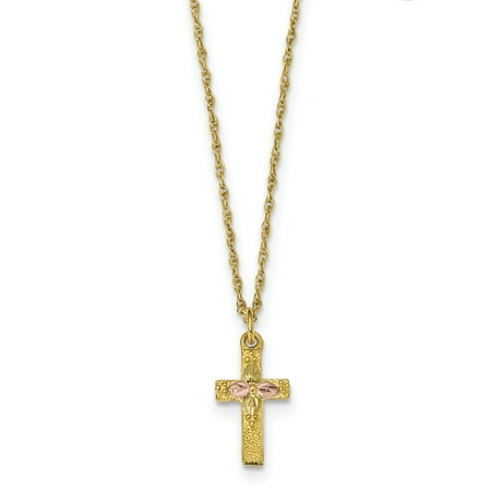 Tri Color Gold Cross - 10k Tri Color Black Hills Gold Cross Religious Chain Necklace Pendant Charm Crucifix Gifts For Women For Her