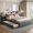 Gray+Linen+Queen, variant on LHYY Queen Size Upholstered Platform Bed with Reading Lights,Drawers,Trundle and Shelves,Beige