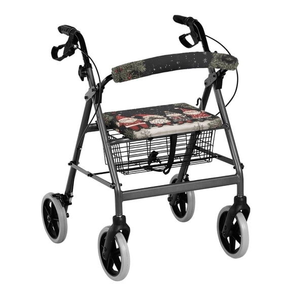 HELLHERO Moisture Wicking Rollator Seat Back Cover with Stretchable Material and Secure Fit Polyester Fabric, Christmas