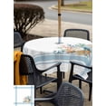 thumbnail image 5 of Outdoor Tablecloth with Umbrella Hole for Patio/Picnic/Party/Camping, Blue Coastal Waterproof Table Cloth Square Cover Washable, Nautical Starfish Eucalyptus Leaf Coral Striped (60"x 60"), 5 of 8