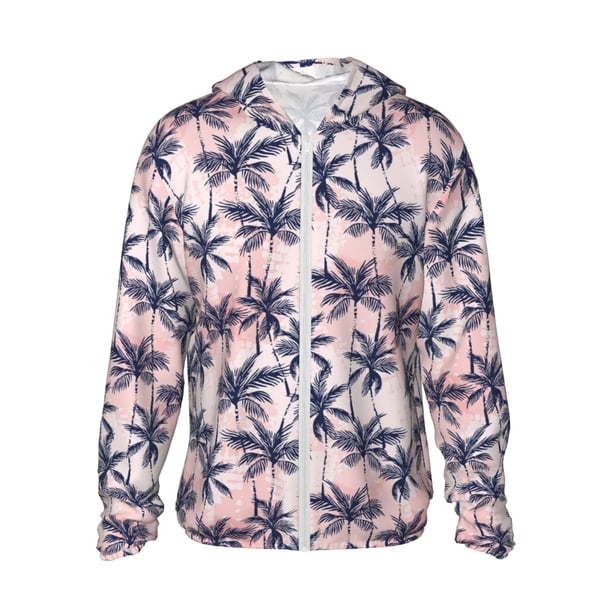 Balery Tropics Palm Trees Sudadera ligera de manga larga con capucha y protección solar UPF 50+ para hombre y mujer, ideal para pesca y running-Large