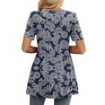 thumbnail image 4 of JuneFish Women's Summer Short Sleeve Tunic Tops Pleated Casual V-Neck Blouse, 4 of 5