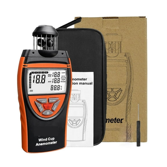 Wind Speed Anemometer 0.8-150km/h, High-Precision Wind Temp/AVG Meter with Compass & Data Logging