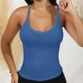 thumbnail image 7 of Women's Deep V-Neck Tank Top with Slim Fit and Adjustable Strap Detail - Medium, Blue, 7 of 7