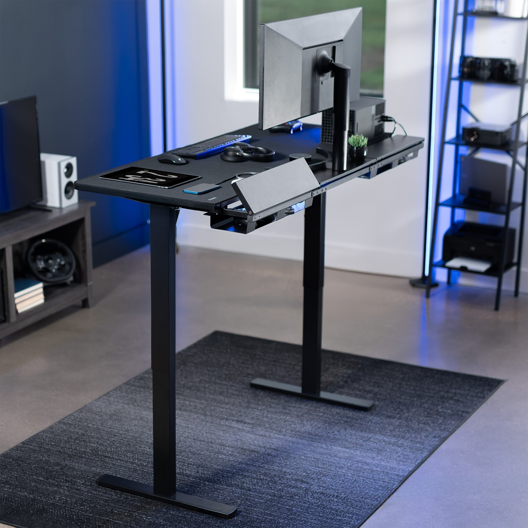 VIVO Black 60" x 30" Concealed Cable Table Top w/ Pad for Standing Desk Frames