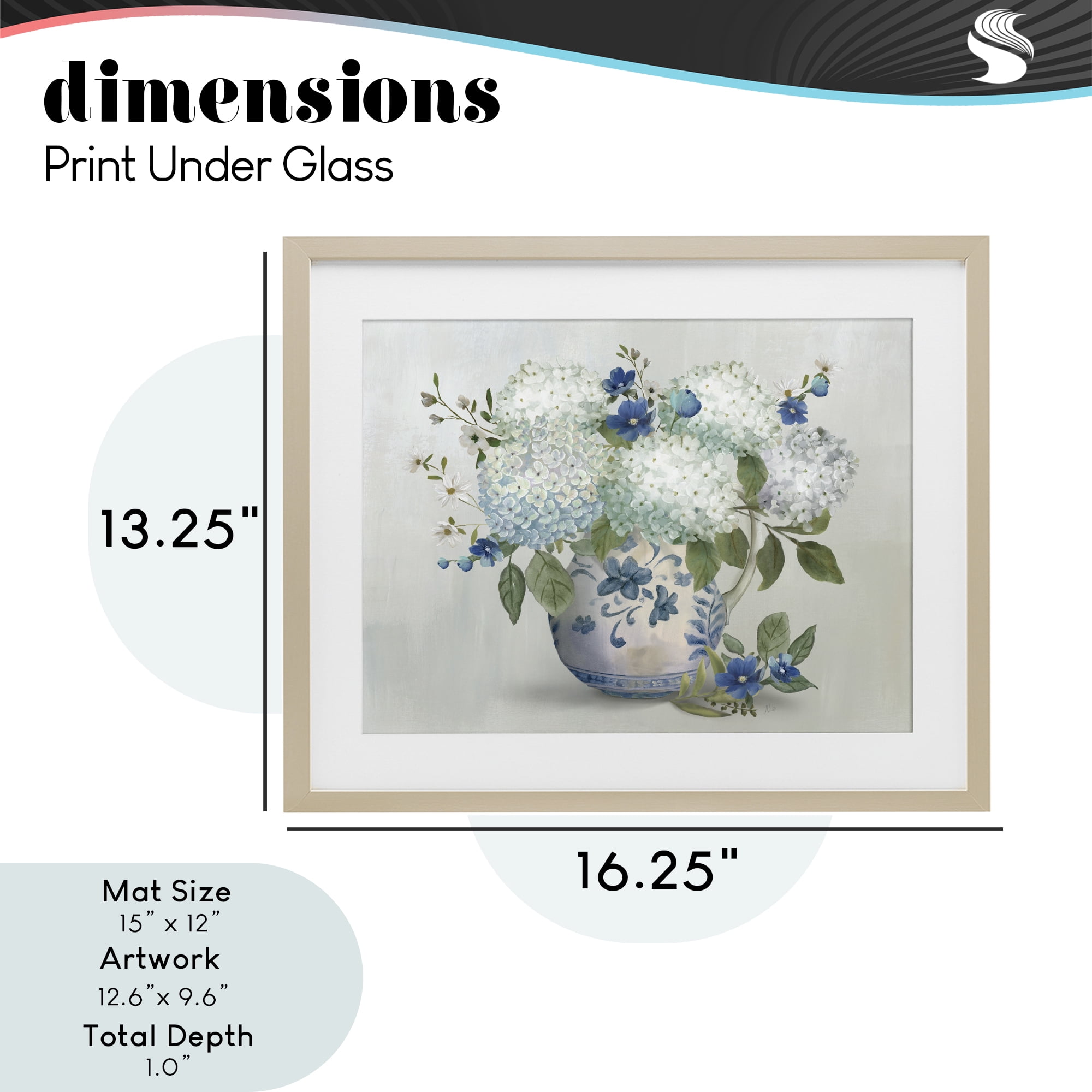 Stupell Industries Ivory & Blue Hydrangea Vase Birch Framed Print Under Glass, design by Nan