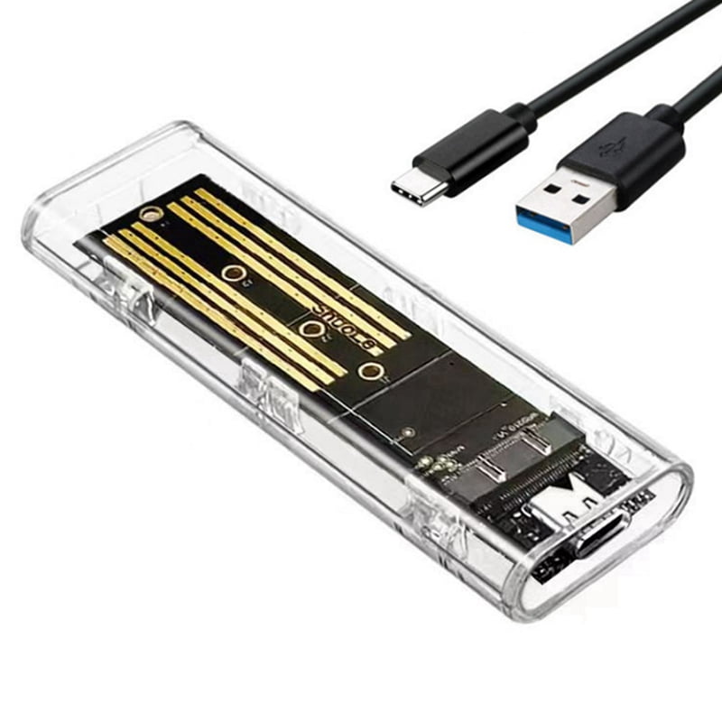 2X M2 SSD Case M.2 NVME SSD Enclosure Portable USB3.1 Type-C SSD Transparent Hard Disk Case 5Gbps for PC