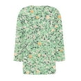 thumbnail image 4 of WCMZJ Women's 3/4 Sleeve Casual Tunics Tops 2025 Summer Loose Shirts Floral Print Square Neck Blouse Green 2XL, 4 of 5