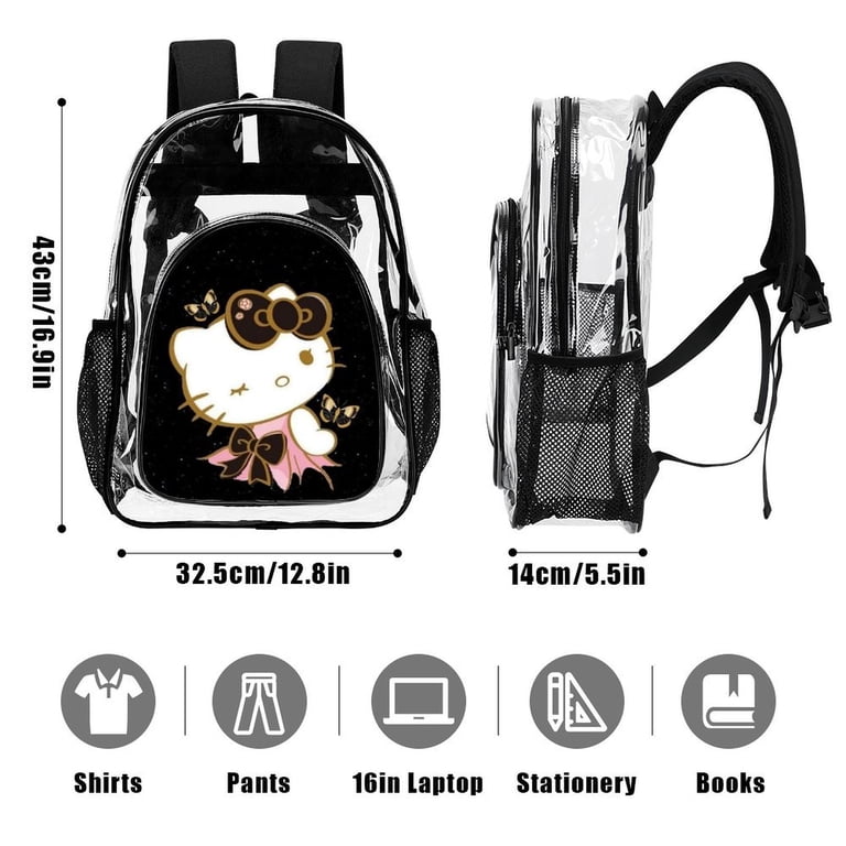 Hello Kitty Stylish Mesh & Transparent Clear Backpack  display picture 1