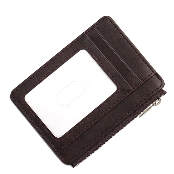 Stylish Blocking Card Holder With Clear Window Access Zippered Purse for Women