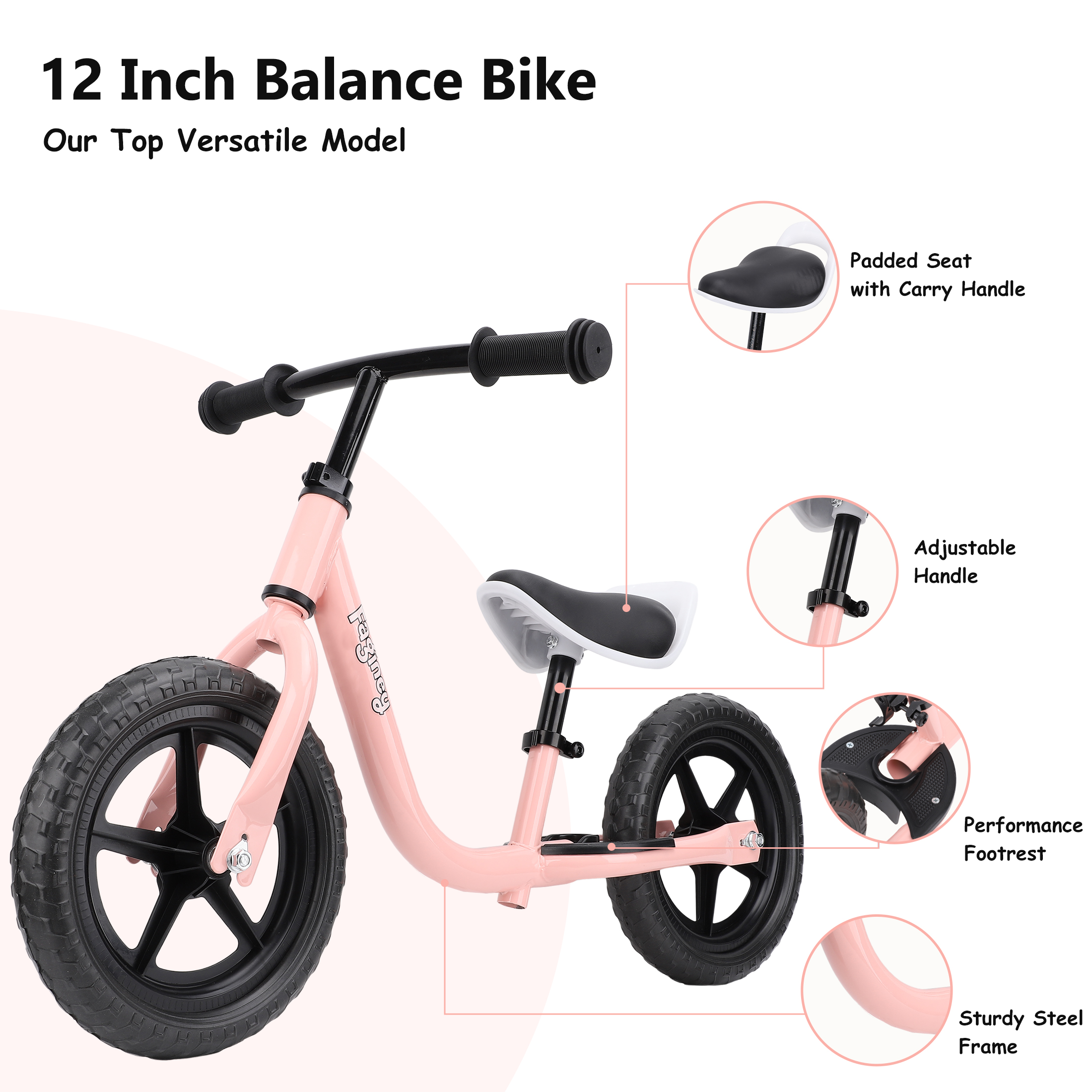 Faginey 12-Inch Balance Bike for Toddlers, No Pedals photo 6