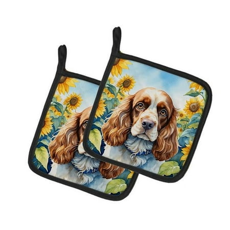 

Carolines Treasures DAC6058PTHD 7.5 x 7.5 in. Unisex Cocker Spaniel in Sunflowers Pair of Pot Holder
