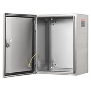 VEVOR Steel Electrical Box,24x 20x 8, 304 Stainless Steel Electrical Enclosure Box, Wall-Mounted Outdoor Electrical Electronic Equipment Enclosure with Mounting Plate Hinges Lock, IP66 Waterproof