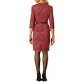 thumbnail image 3 of Allegra K Women's Bodycon Pencil Dress 3/4 Sleeve Peplum Belt Plaid Sheath Dresses, 3 of 5