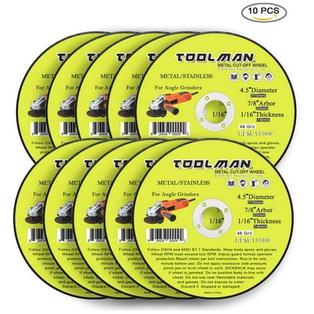 Dewalt Stainless Steel Grinding Wheel (Toolman Premium Cut Off Cutting Wheel Universal Fit 10pcs 46 Grit 13300 rpm - 4.5