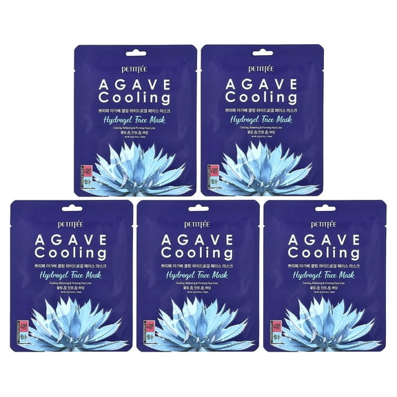 Petitfee Agave Cooling Hydrogel Beauty Face Mask, 5 Sheets, 1.12 oz (32 g) Each