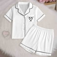 thumbnail image 2 of MEZZALL Girls Sleepwear Set 2pcs Tween Heart Print Lapel Short Sleeve Shirts Tops Shorts Pajamas Sets Soft Pajamas Sets Tops And Shorts Comfortable Loungewear For Kids Soft Nightwear, 2 of 5