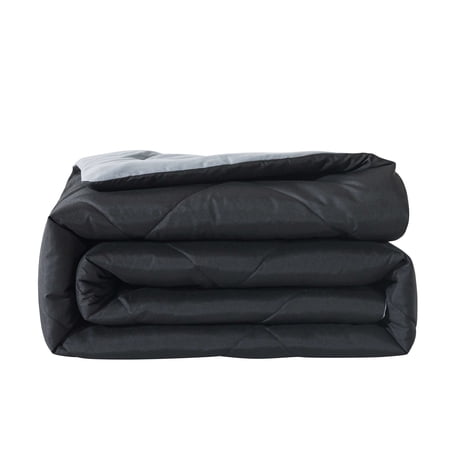 MAINSTAYS REVERSIBLE MICROFIBER COMFORTER, BLACK, FULL/QUEEN
