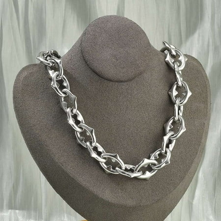 304 Stainless Steel Spiked Oval Link Chain Necklaces for Women Men Stainless Steel Color 18.46 inch(46.9cm) DIY