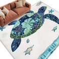 thumbnail image 2 of Blue Teal Coastal Turtle Area Rug 5x7 FT, Non Slip Bedroom Throw Carpet, Summer Beach Starfish Nautical Washable Soft Floor Carpet Non-Shedding Rug for Dining Room Bedside Classroom Desk, 2 of 9