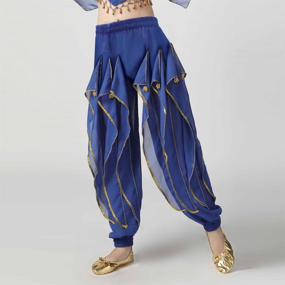 Children's Solid Color Sequin Pants Medium To Large Children's Elastic Waist Ankle d Dance Pants