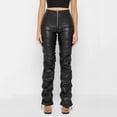 thumbnail image 7 of TYGHBN Women Leather Ruched Pants Low Waist Skinny PU Leather Stacked Leggings Tights Party E Girl Streetwear Womens Casual Plaid Leggings Stretchy Work Pants Dress Pants Womens Bottoms Fashion, 7 of 7