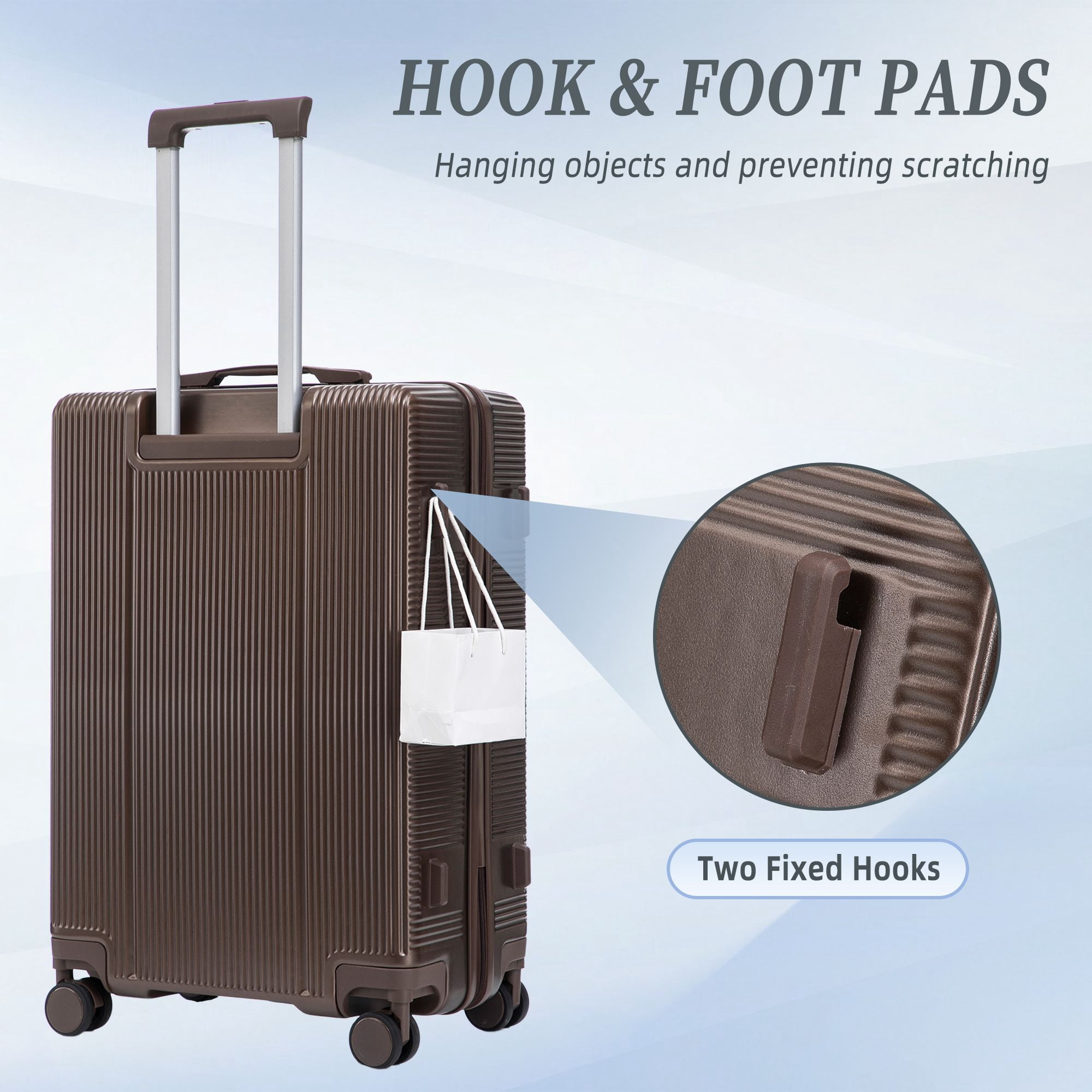 Alvantor 3 Piece Hardshell Luggage Set ABS Hardside Suitcase with TSA Lock Spinner Wheel 20"24"28"(Brown)