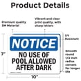 thumbnail image 2 of (2 Pack) No Use Of Pool Allowed After Dark OSHA Notice Sign 10 Inch X 7 Inch Vinyl Label Decal Sticker Weather Resistant, UV Protected for Workplace, Business, and Construction Site,, 2 of 7