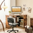 thumbnail image 2 of Costway Corner Computer Desk Triangle Writing Workstation w/Storage Shelf Rustic, 2 of 12