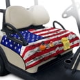 thumbnail image 2 of COEQINE Golf Cart Seat Cover Towel Blanket Foldable Design for Easy Transport, Suitable for Most Two-Seater Carts Patriotic Decor, Quilted with 4 Front Pockets, Vintage American Flag, 2 of 8