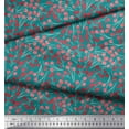 thumbnail image 2 of Soimoi Green Japan Crepe Satin Fabric Red Berries Fruits Print Sewing Fabric Yard 42 Inch Wide, 2 of 3