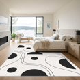 thumbnail image 3 of ODIKA 9'x12' Washable Area Rug Black White Abstract Curves and Dots Design Elegant Geometric Flow with Bold Circular for Dining Room, Basement, Large Office, Non-Slip Chair-Friendly, 3 of 7