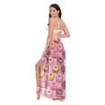 thumbnail image 3 of FORMRS Womens Long Sarong Beach Wrap Semi-Sheer Bikini Skirt Bathing Swimsuit Cover Up, Cute Doughnuts Pattern, 3 of 7