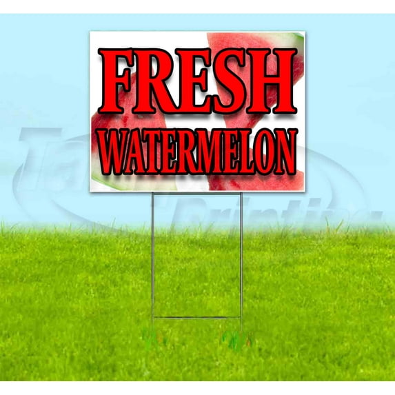 Fresh Watermelon (18" x 24") Yard Sign, Includes Metal Step Stake