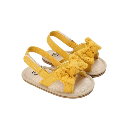 

Infant Baby Girls Summer Sandals Cotton Bowknot Open-Toe Sandals with Nonslip Soles for Toddlers