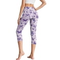 thumbnail image 2 of SCRAWLGOD Butterfly Violet Women's Cozy Capri Leggings with Pockets High Waist Tummy Control Crop Leggings Slim Breathable 3/4 Breathable Athletic Yoga Pants, XS, 2 of 7