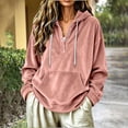 thumbnail image 2 of TFEOQRY Womens Velour Hoodie Sweatshirt with Kangaroo Pocket Button Henley Long Sleeve Loose Casual Fall Winter Top, 2 of 6