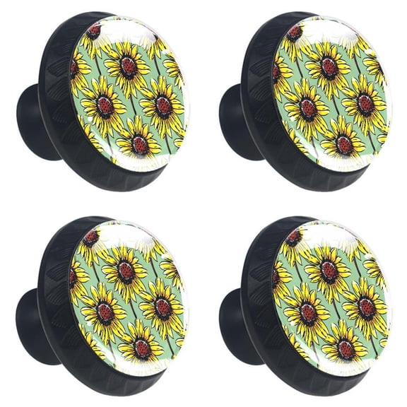 4 Pcs Sunflower Knobs for Kitchen Cabinet Cupboard Dresser Bookcase Drawer Pulls Handles Round Home Decor