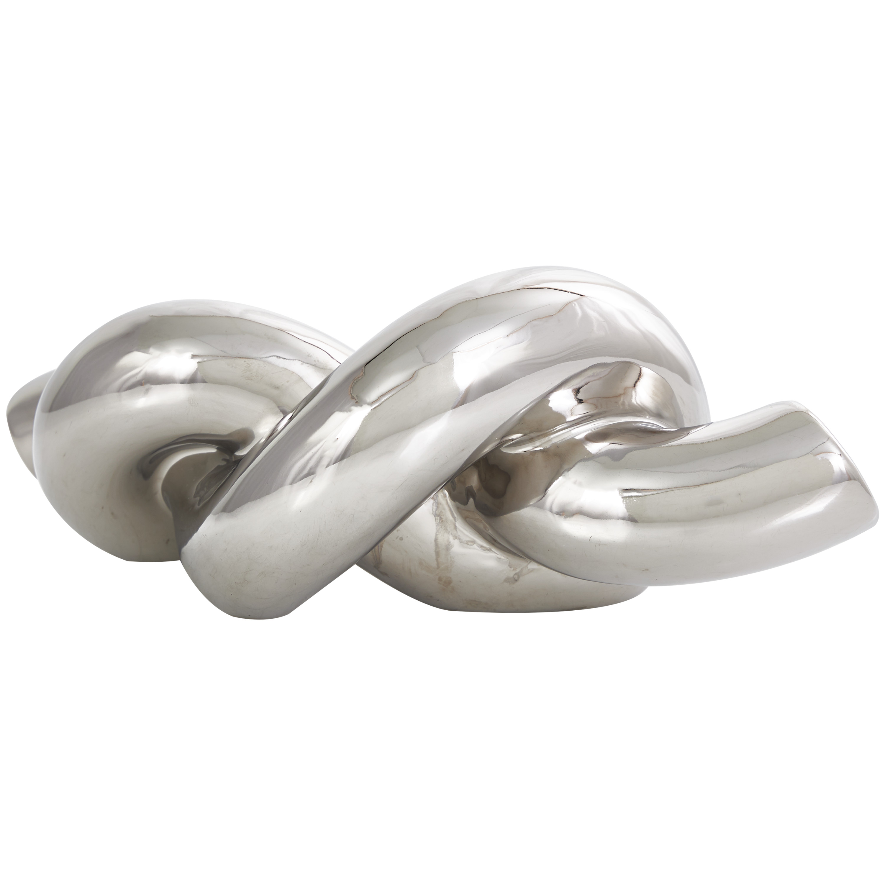 12" x 4" Silver Ceramic Abstract Knot Sculpture, by DecMode