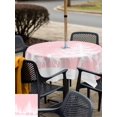 thumbnail image 4 of Outdoor Tablecloth with Umbrella Hole and Zipper, Christmas Pink Square Table Cloth 60x60 Inch Waterproof Tablecloth, White Xmas Tree Elk Winter Snowflake Picnic Table Cover for Patio Camping, 4 of 7