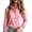 Pink, variant on Womens Business Contrast Collar Cuff Long Sleeve Shirt Chic Work Office Casual Top